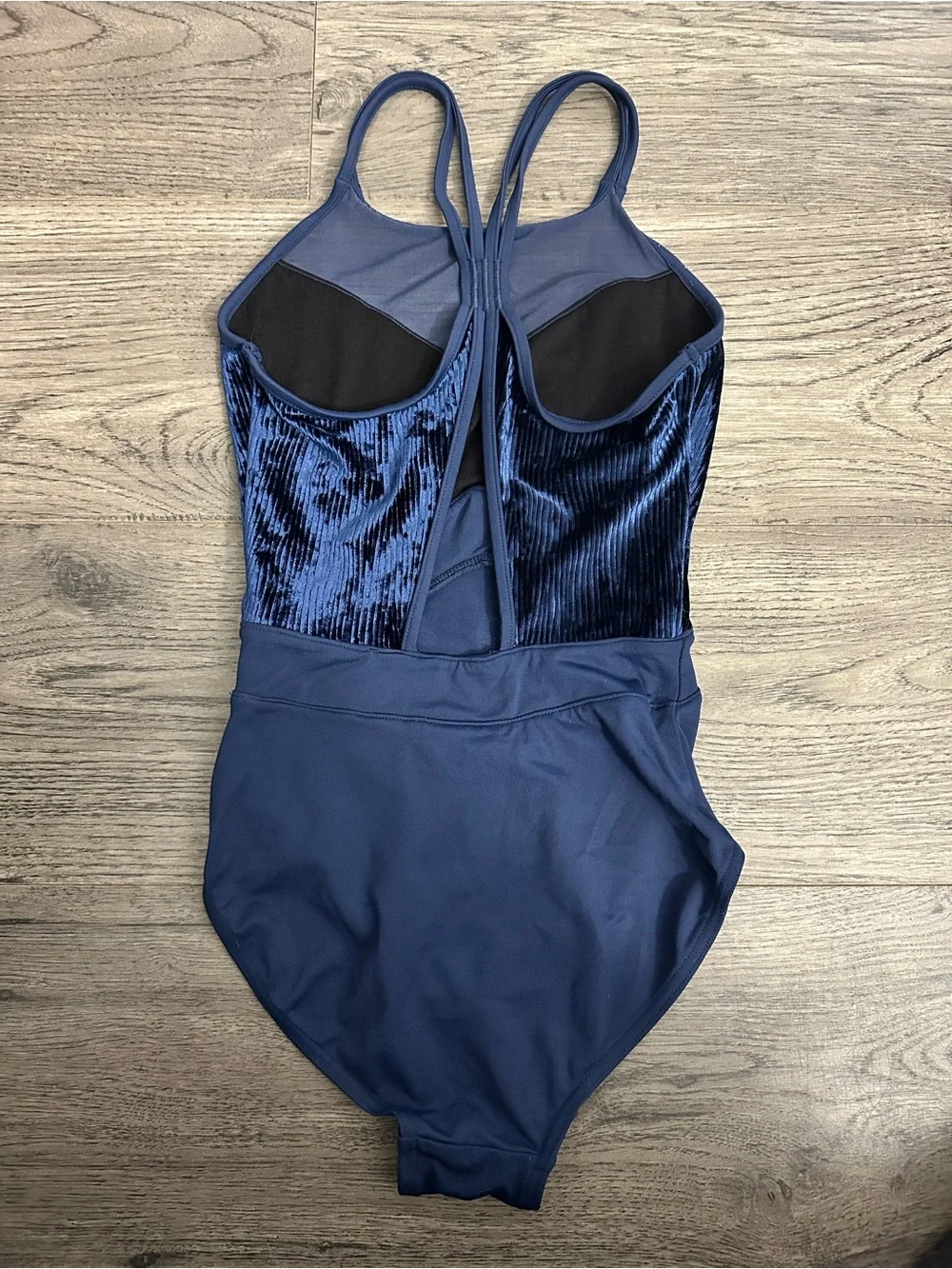 Bloch Navy Blue Velvet-Accent One-Piece Leotard